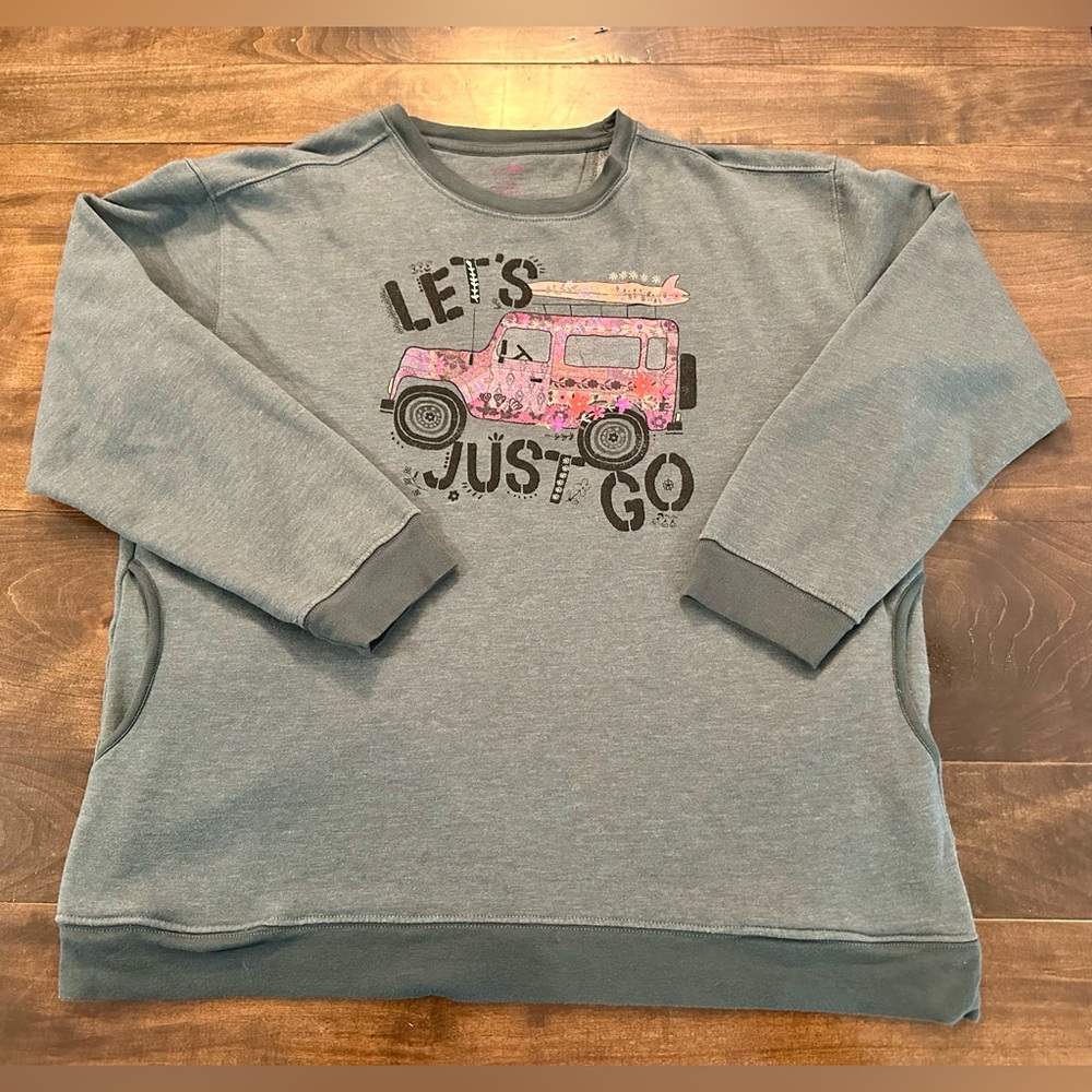 🌟 Natural Life “Let's Just Go” Graphic Sweatshirt w/pockets